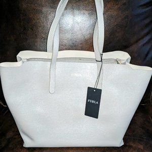 FURLA Leather Tote Bucket Gray Bag Gray New